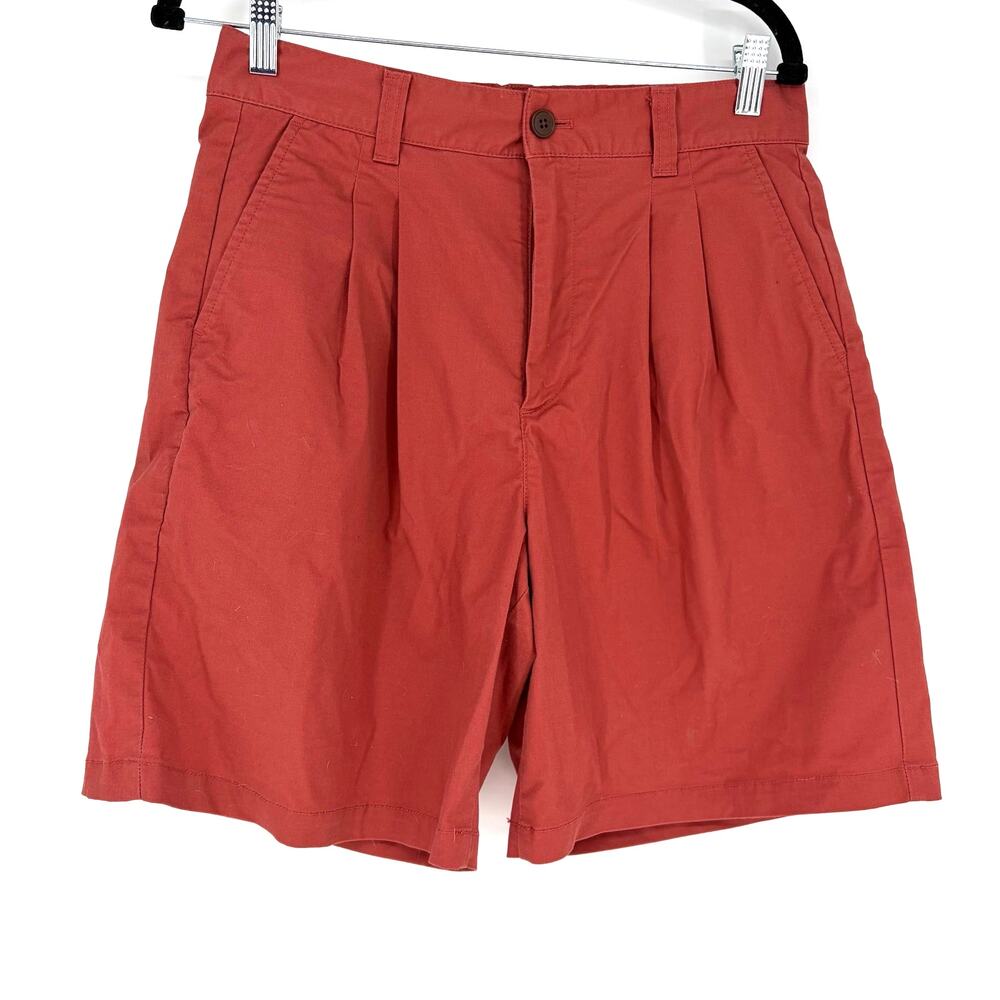 MUJI Stretch Tuck Chino Shorts Smoky Red Orange Organic Cotton Women's M